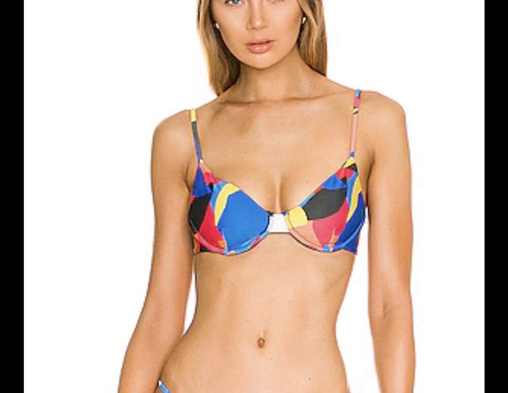 Beach Riot Camilla Bikini Top Equestrian Meadow Print Small
